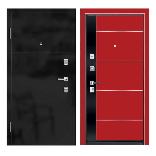 Входная дверь Ле-гран 69306 96х205 см левая black matte/red gloss