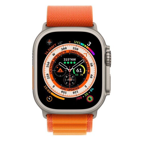 Apple Watch UltraTitanium Case with Orange Alpine Loop