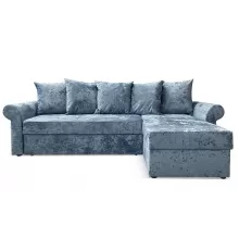 Угловой диван Астрид (Рейн) Темно-голубой велюр