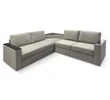 Угловой диван Фоборг с полкой Бежево-серый велюр
