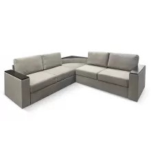 Угловой диван Фоборг с полкой Бежево-серый велюр