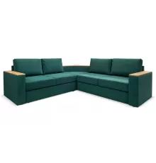 Угловой диван Фоборг с полкой Зеленый велюр