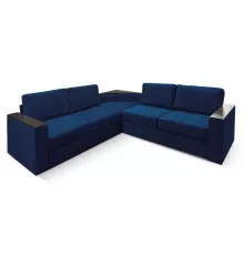Угловой диван Фоборг с полкой Голубой велюр