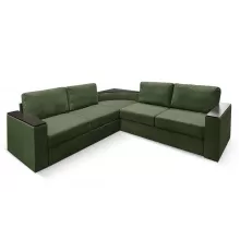 Угловой диван Фоборг с полкой  Оливковый велюр