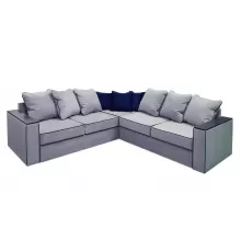 Угловой диван с полкой в углу Кируна Серый /синий