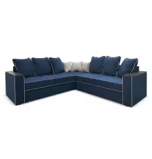 Угловой диван с полкой в углу Кируна Синий / Серый