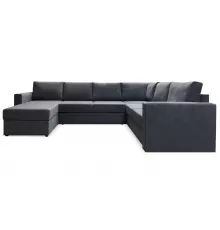 П-образный диван Кольдинг Темно серый велюр