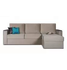 Диван угловой Меларен Бежево-серый велюр